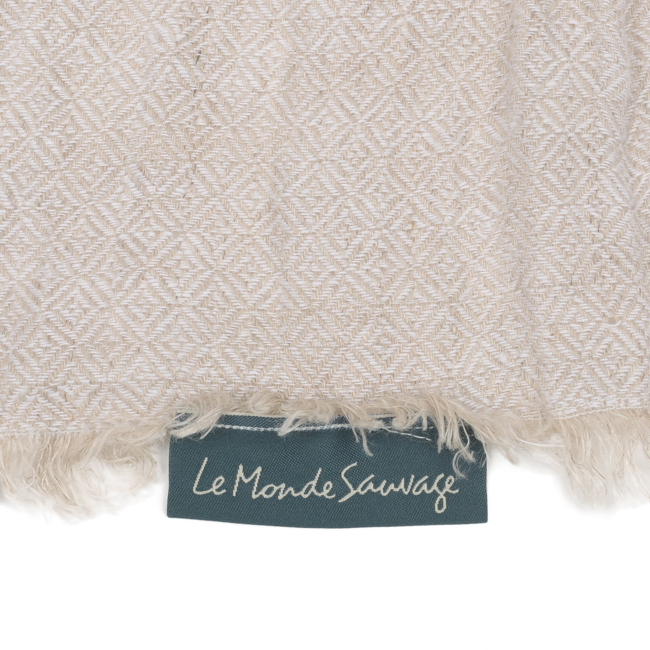 Chevron linen throw in white