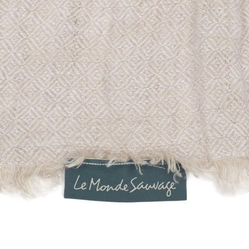 Chevron linen throw in white
