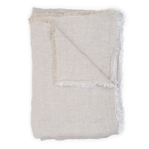 Chevron linen throw in white