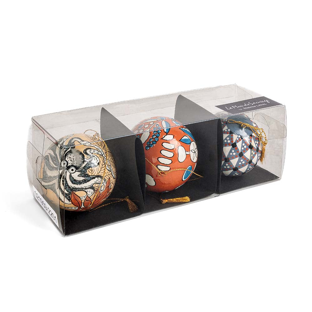 Set of three decorative baubles: Octopus