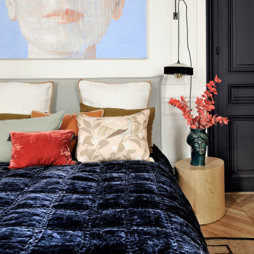 Goa by night quilt in Bleu nuit