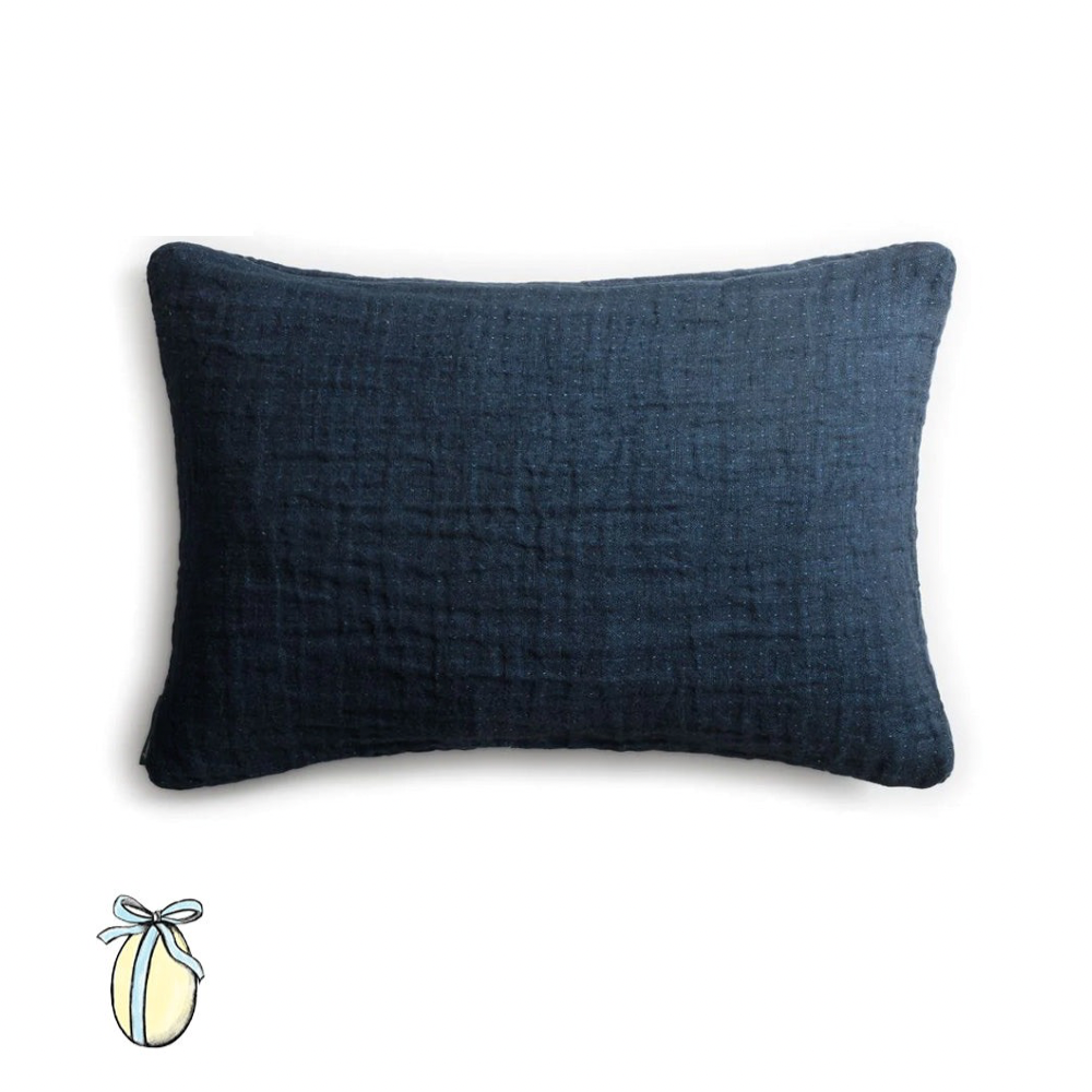 Waffled linen cushion in Tokyo dark