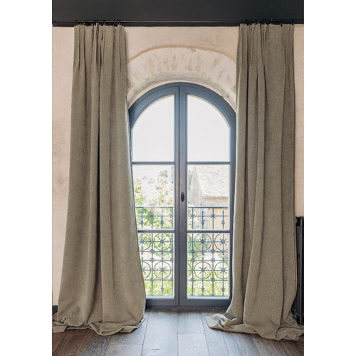 Paire De Rideaux En Soie Restoration Hardware, Doublés, Lestés – Longueur 120 Cm, Couleur Beige Rayé