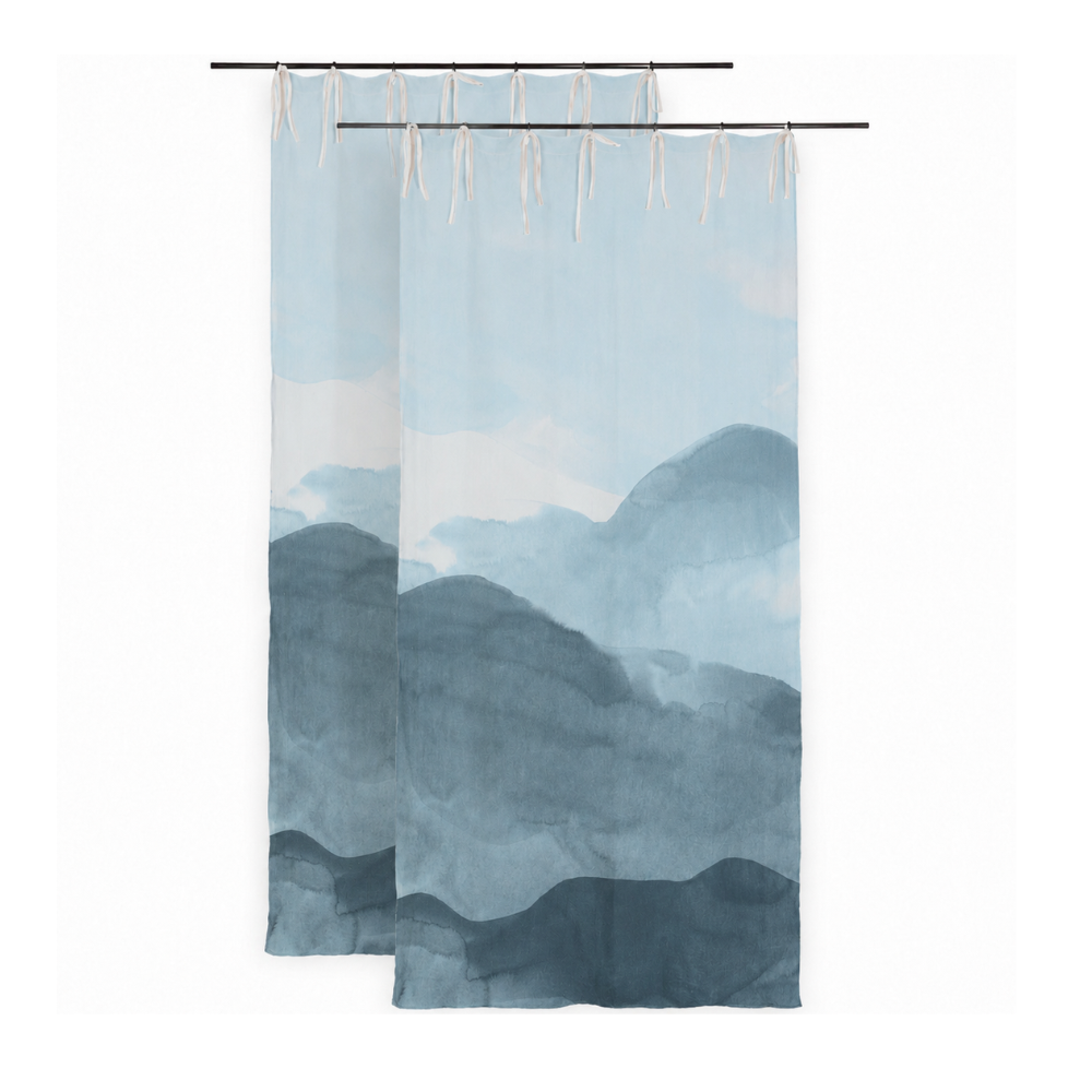 Lot de 2 rideaux Encre Dark denim - Le Monde Sauvage