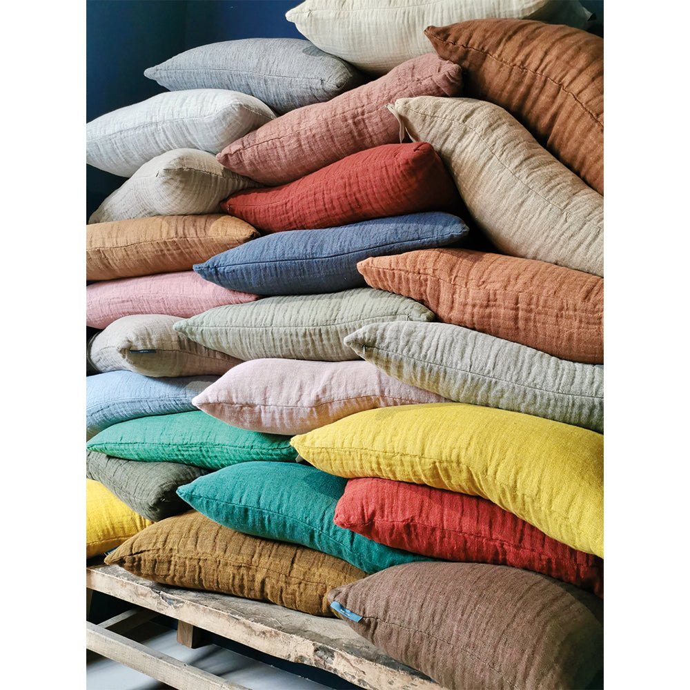 Coussin en lin gaufré Izamal light - Le Monde Sauvage