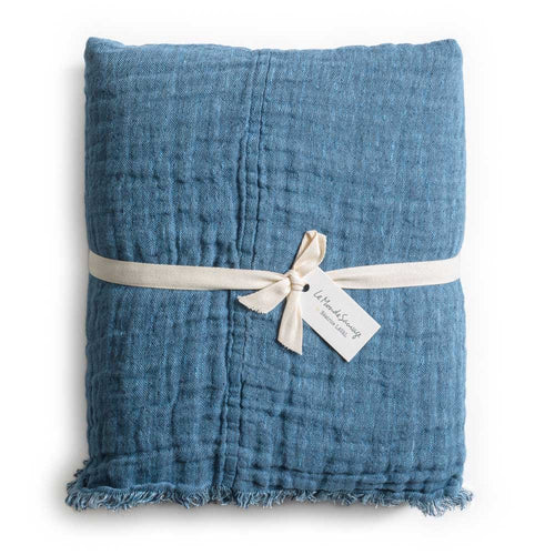 Waffled linen throw in Tokyo